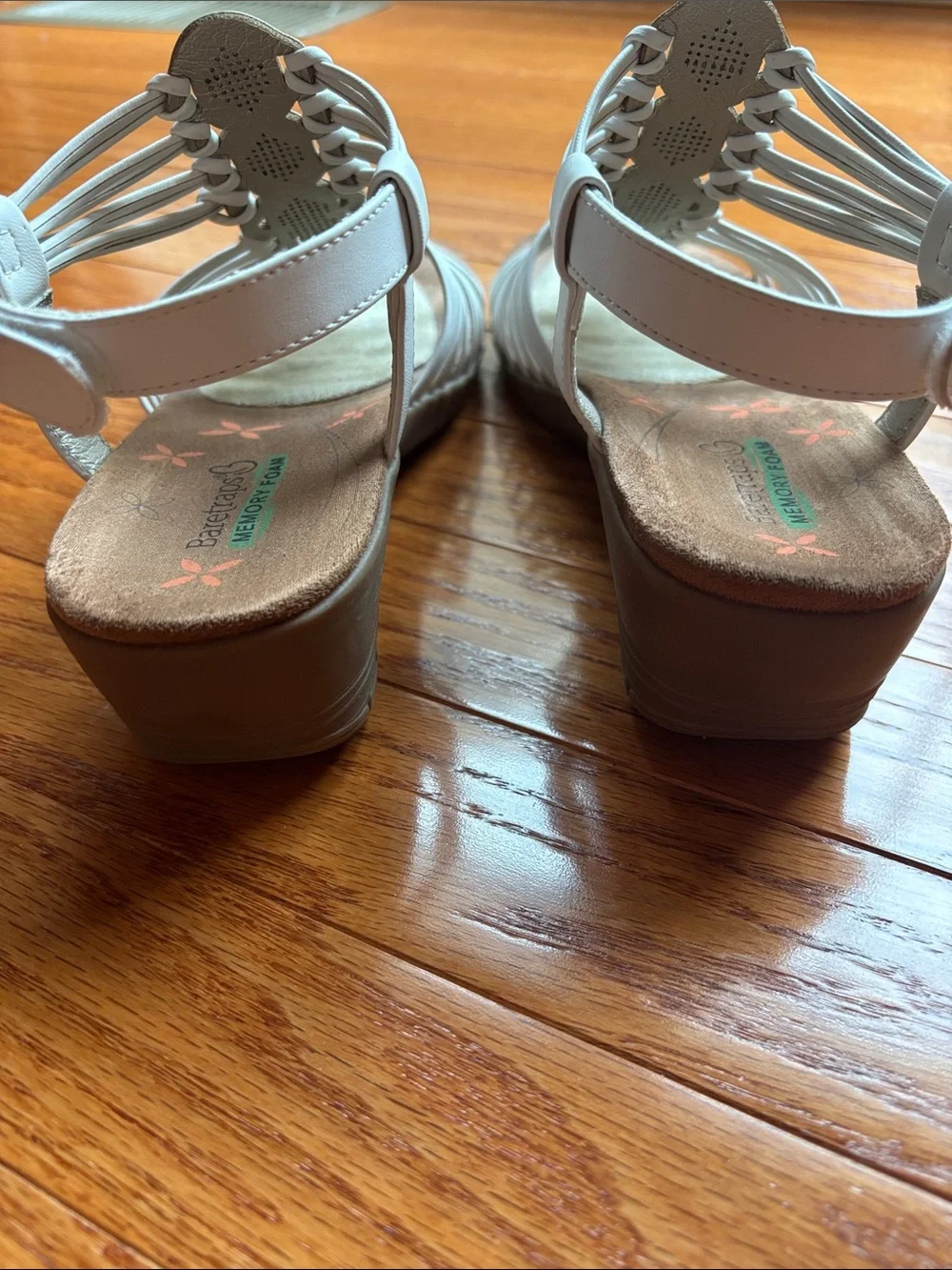 BareTraps White Strappy Wedge Sandals